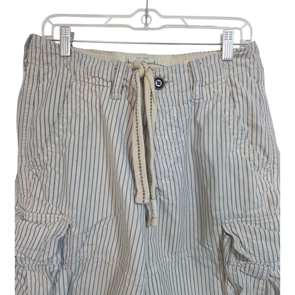 Vtg Abercrombie & Fitch Y2K Hickory Stripe Cargo Shorts Size 28 Coastal Prep - Picture 3 of 9